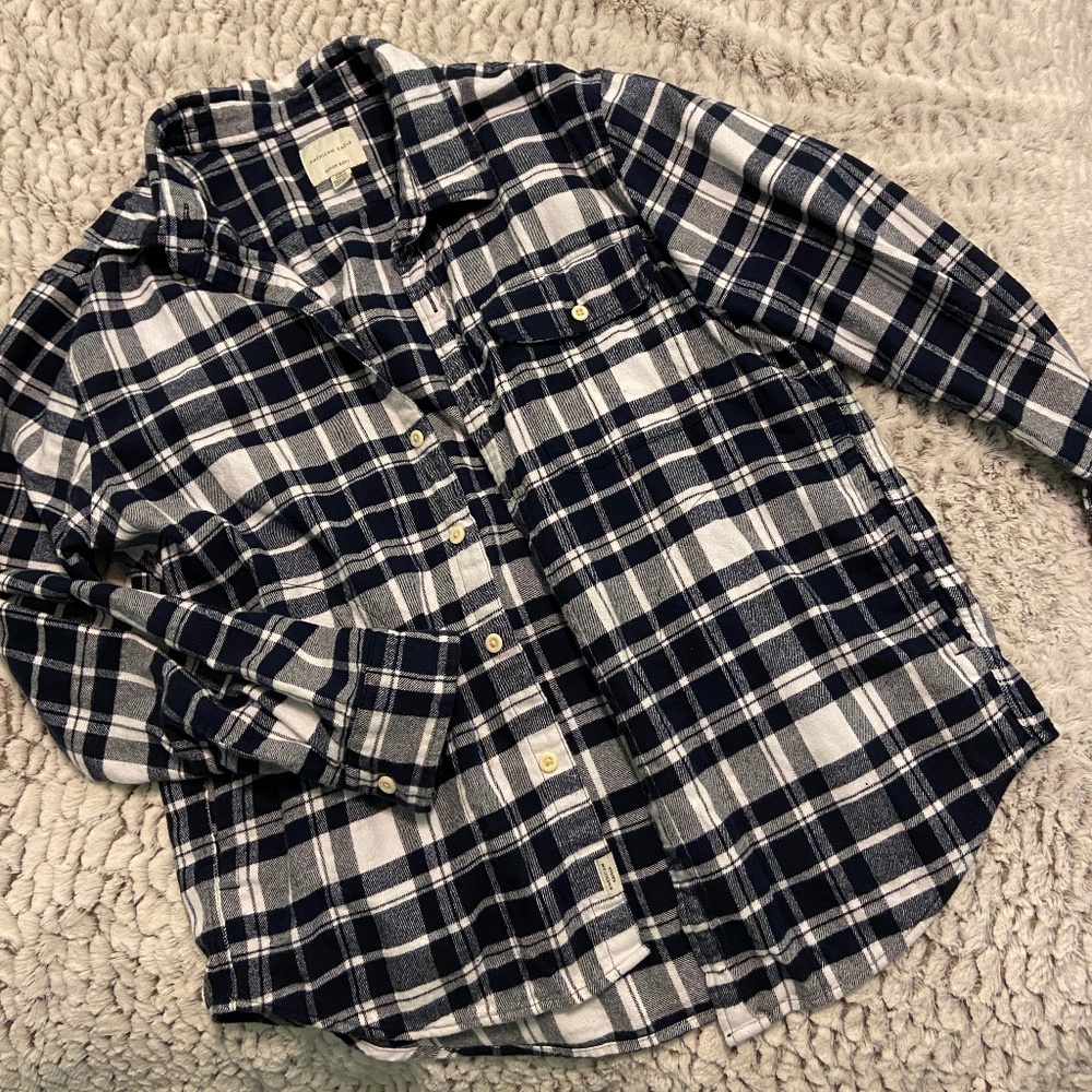 Blue Plaid American Eagle button down